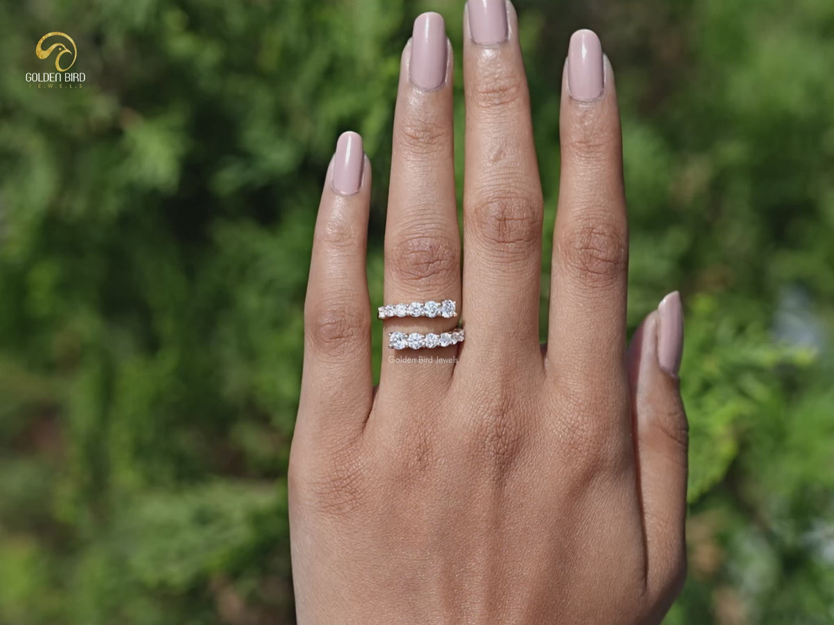 Round Cut Lab Diamond Bypass Wedding Band