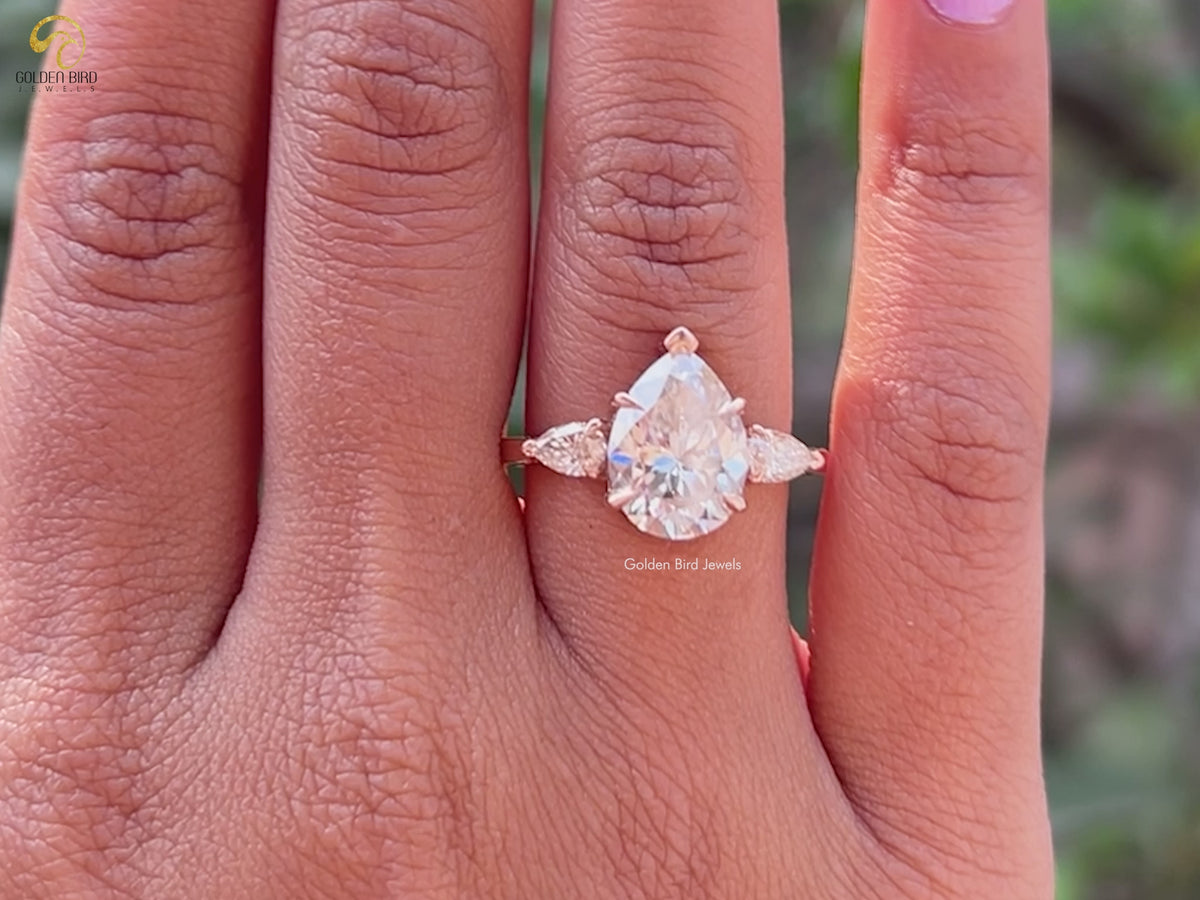 Pear Cut Moissanite Three Stone Anniversary Ring