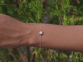 Solitaire Lab Diamond Cushion Cut Chain Bracelet