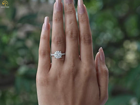 Moissanite Round Solitaire Ring With Accent Stones