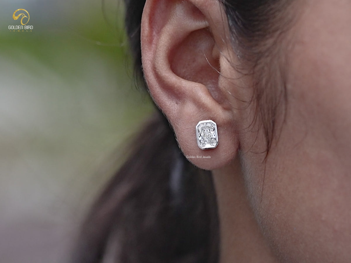 Radiant Cut Lab Grown Diamond Stud Earrings