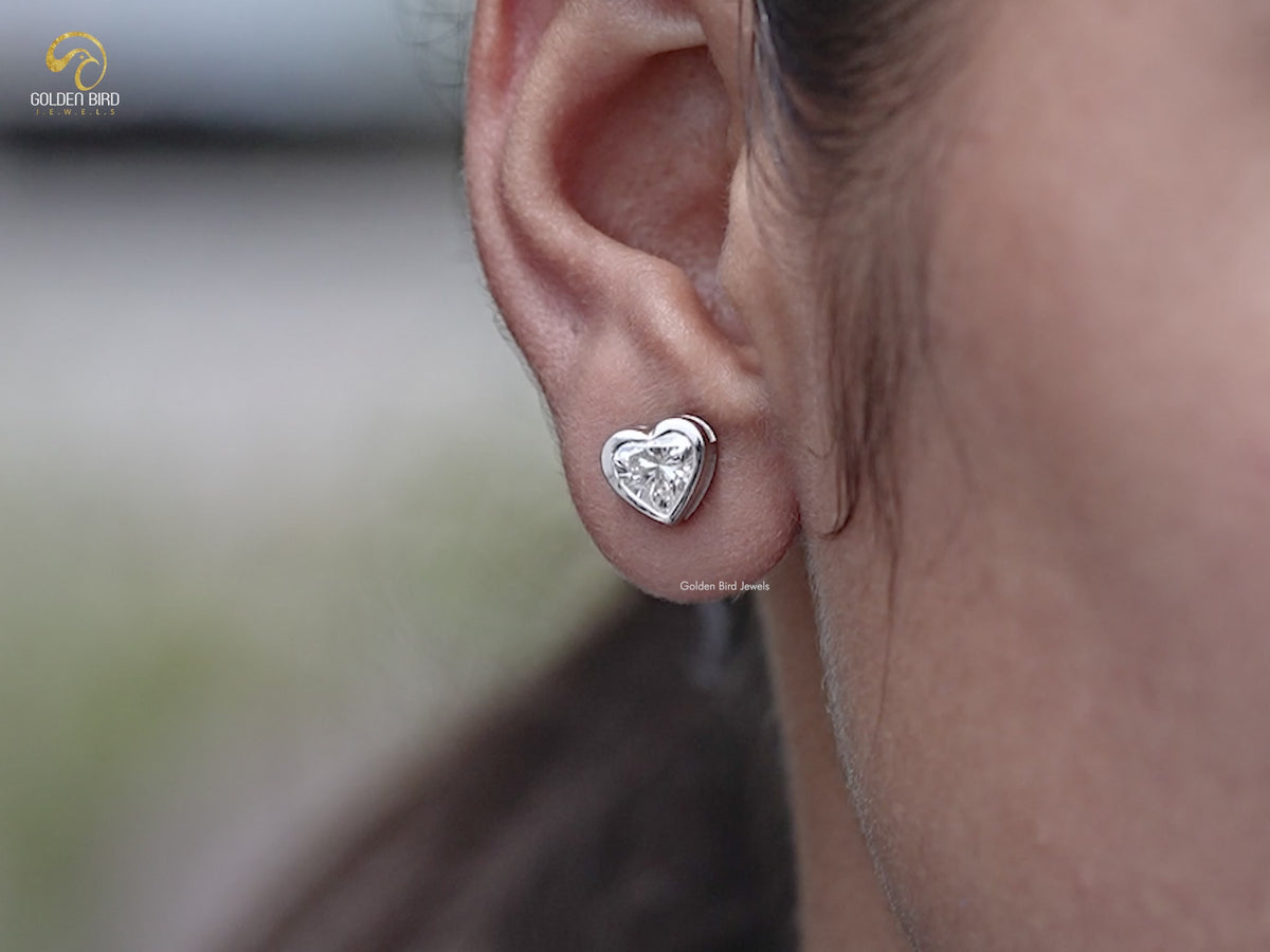Heart Shaped Lab Grown Diamond Stud Earrings