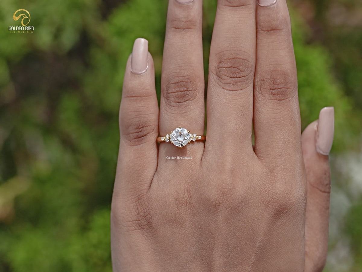 Moissanite Old European Cut Round Accent Stone Ring