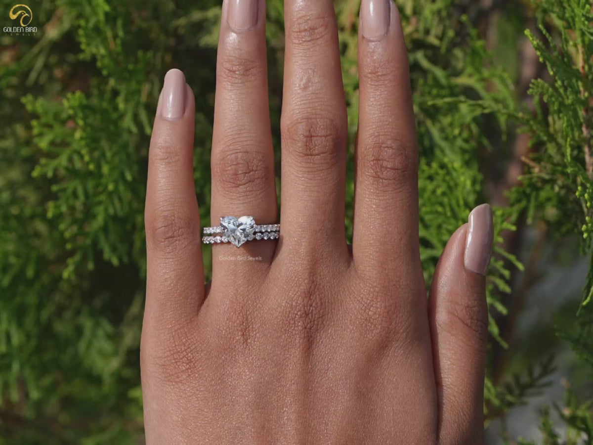 Heart Shaped Lab Diamond Bridal Ring Set