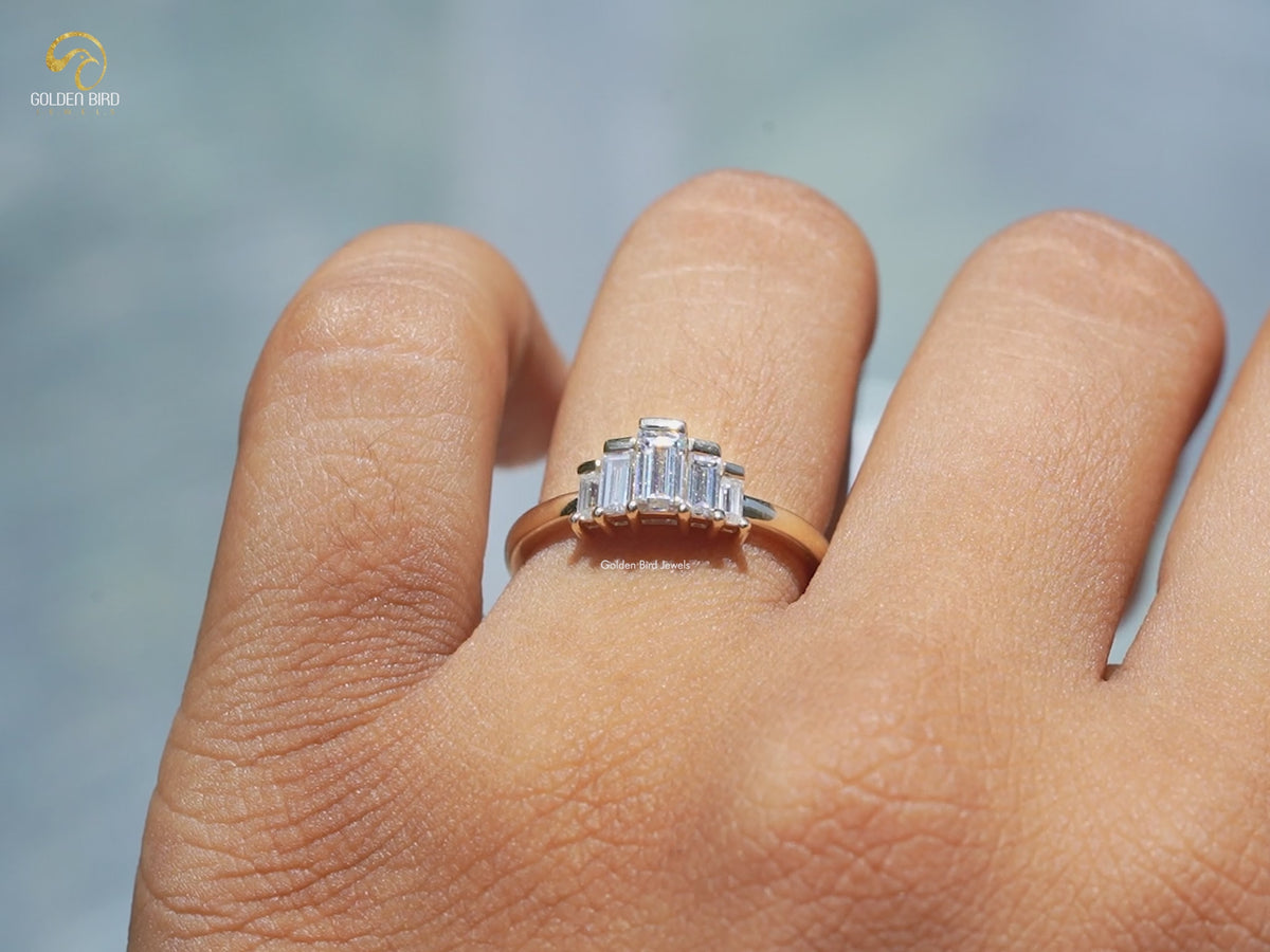 Baguette Moissanite Bezel Set Ring