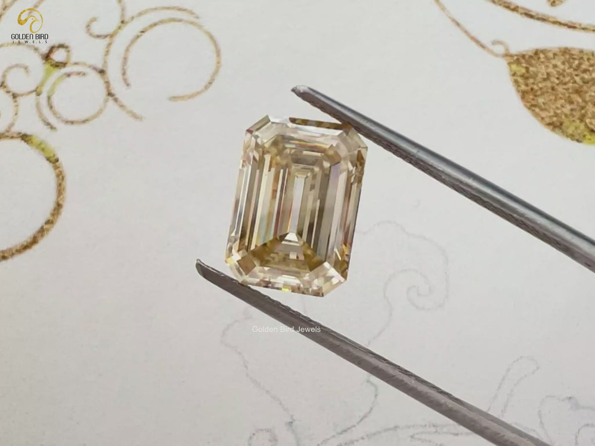 Yellow Old Mine Emerald Loose Moissanite