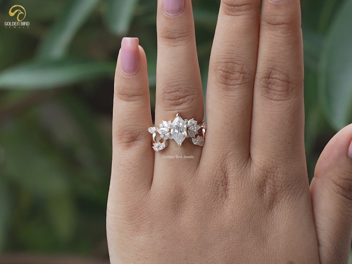 Dutch Marquise Cut Moissanite Ring Set