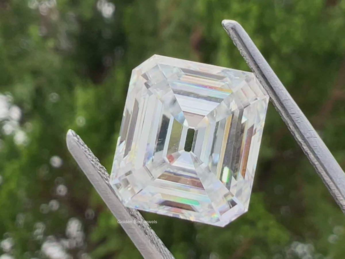Colorless Old Mine Asscher Cut Loose Moissanite