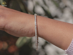 Princess Cut Moissanite Half Bezel Tennis Bracelet