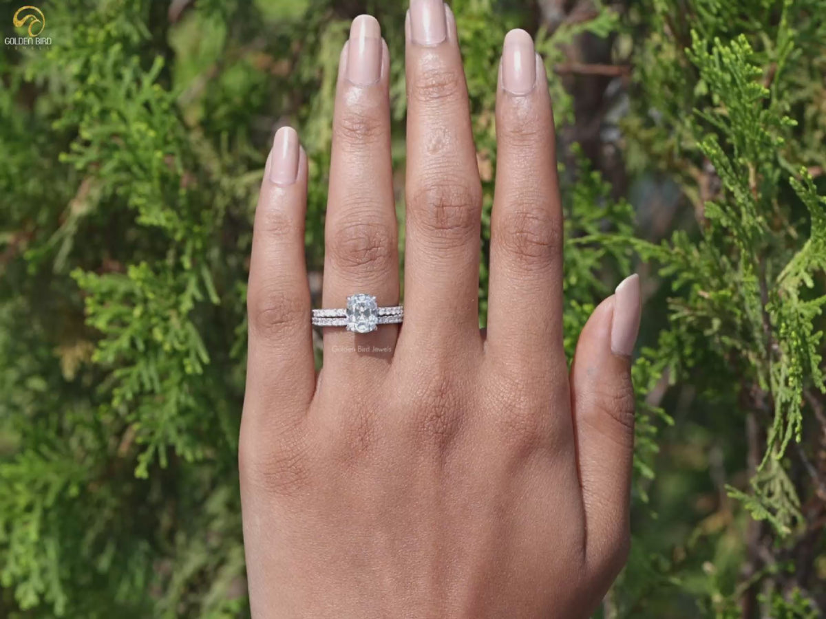 Lab Diamond Old Mine Cushion Cut Ring Set