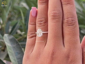 Pear Cut Moissanite Accent Stone Ring