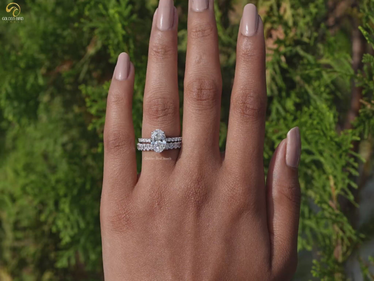 Oval Cut Lab Diamond Bridal Ring Set