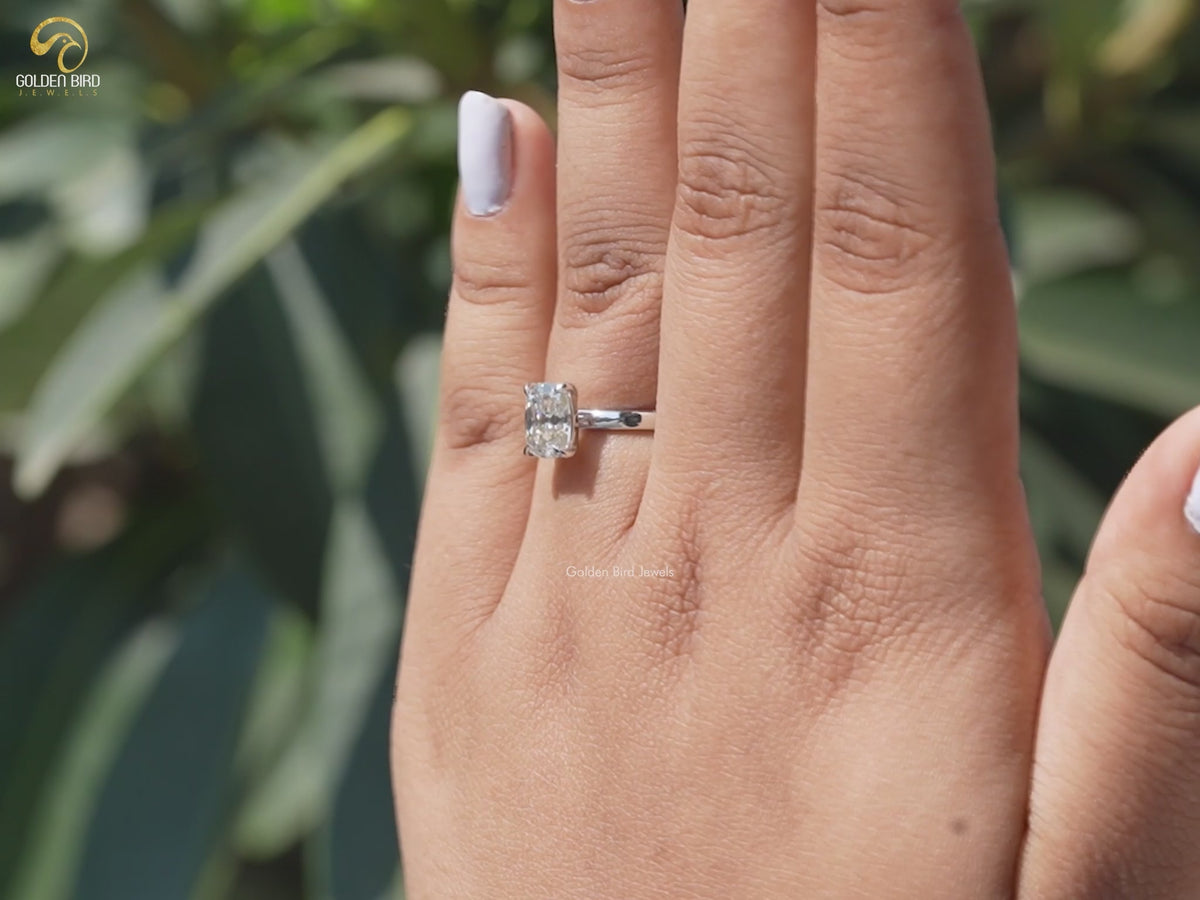 Old Mine Cushion Cut Moissanite Solitaire Ring