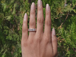 Emerald Cut Lab Diamond Bezel Set Eternity Band