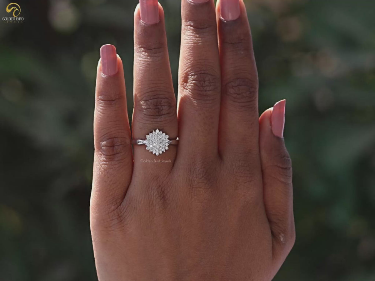 Round Lab Diamond Cluster Engagement Ring