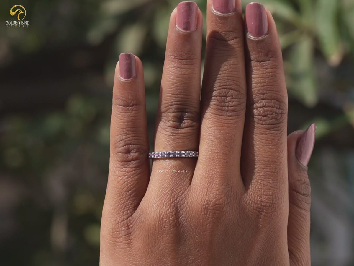 You tube Video of Purple Amesthyst Round Gemstone Half Eternity Band	