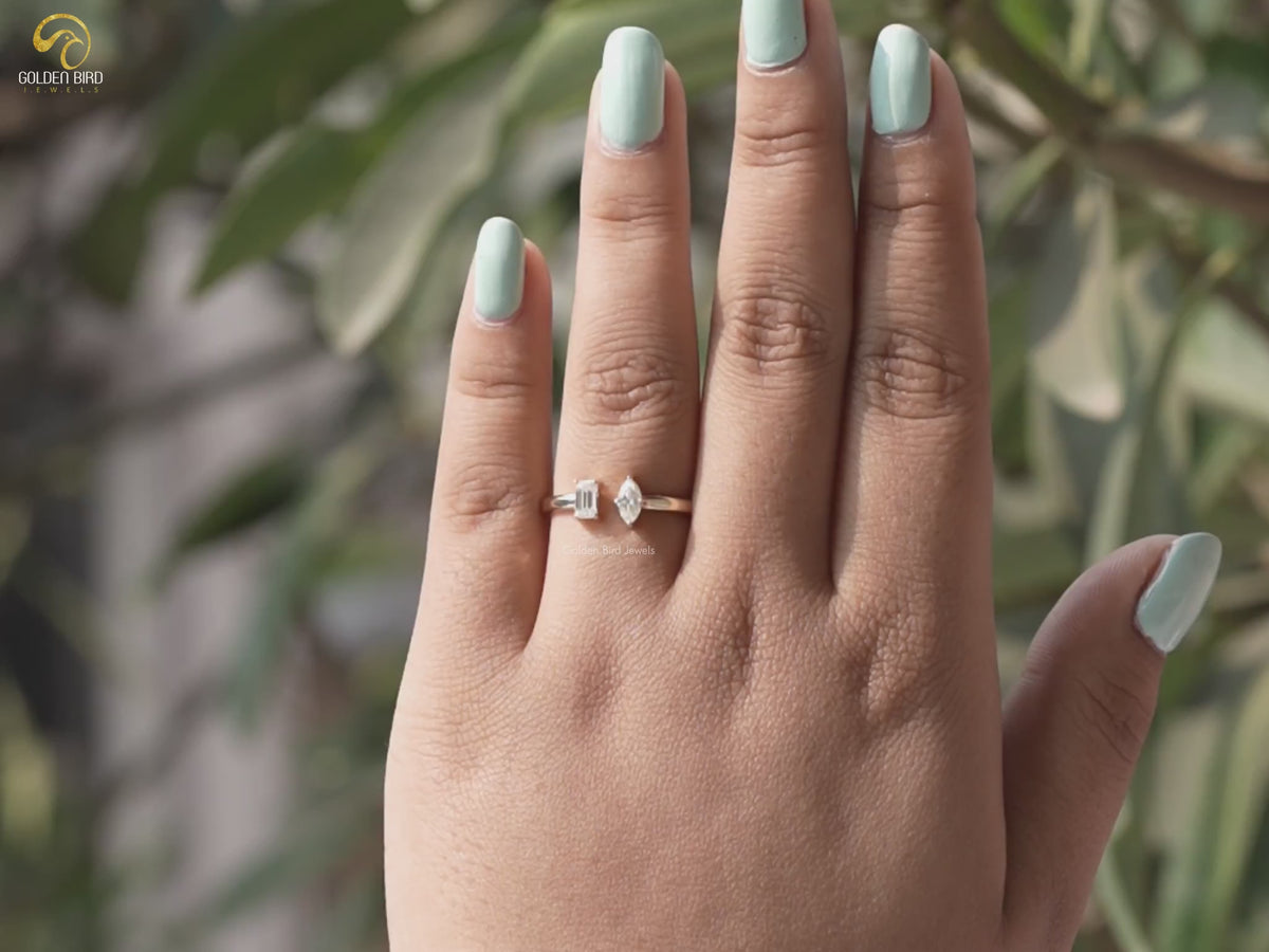Marquise And Emerald Lab Diamond Toi Et Moi Ring