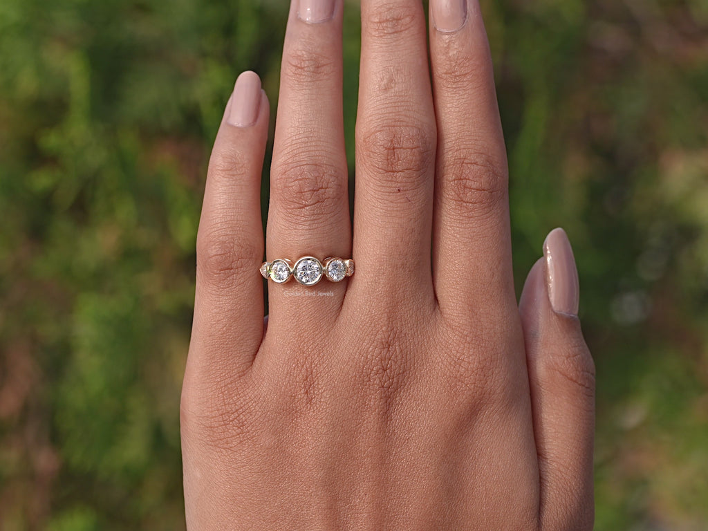 Youtube Video of Round Cut Lab Diamond Five Stone Bezel Set Ring