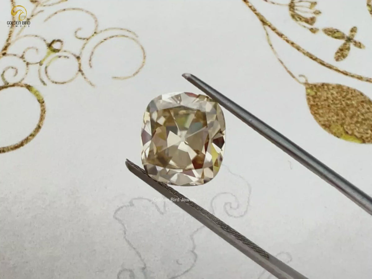 Yellow Old Mine Cut Cushion Loose Moissanite