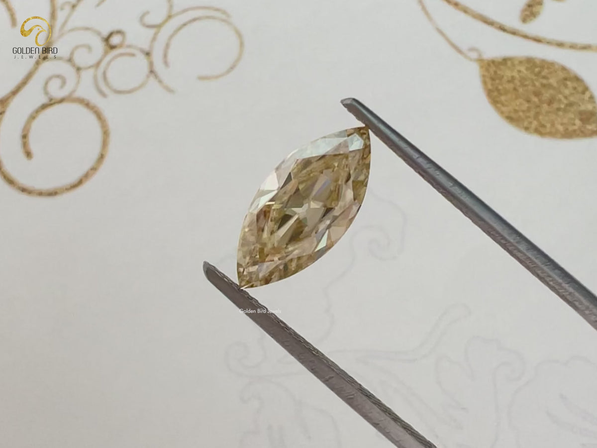 Yellow Old Mine Marquise Cut Loose Moissanite