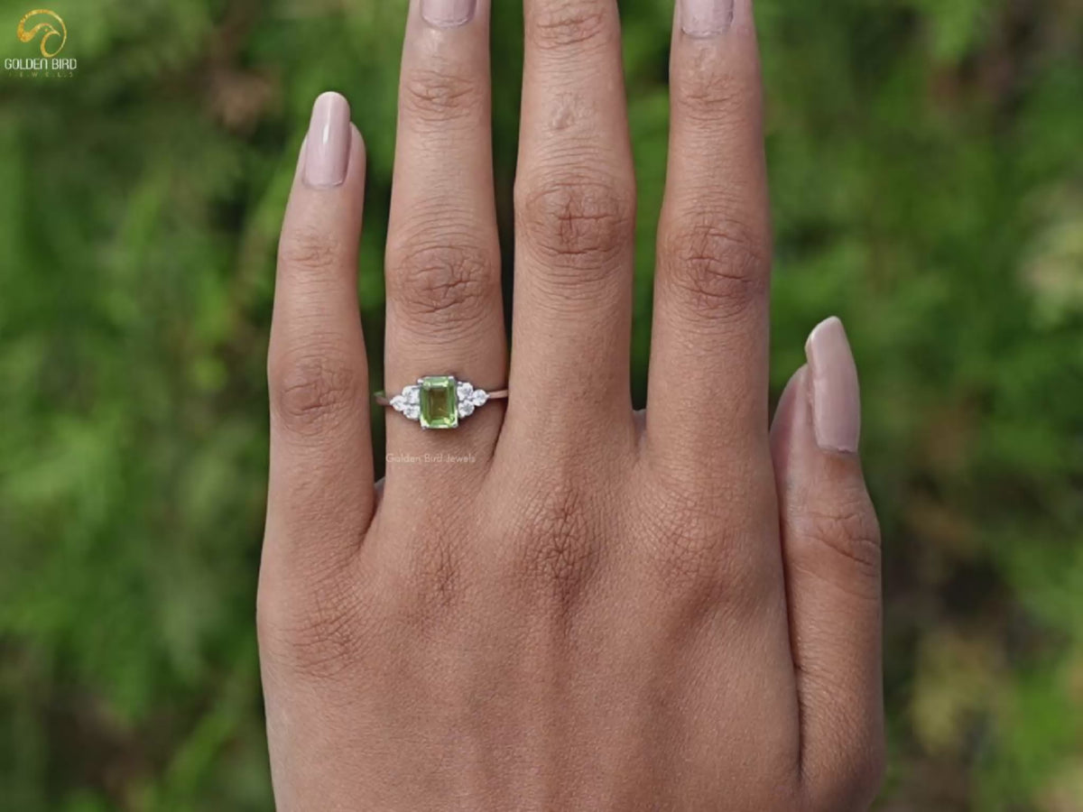 Peridot Green Emerald Gemstone Ring