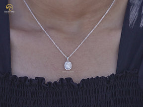 Cushion Cut Lab Grown Diamond Halo Pendant