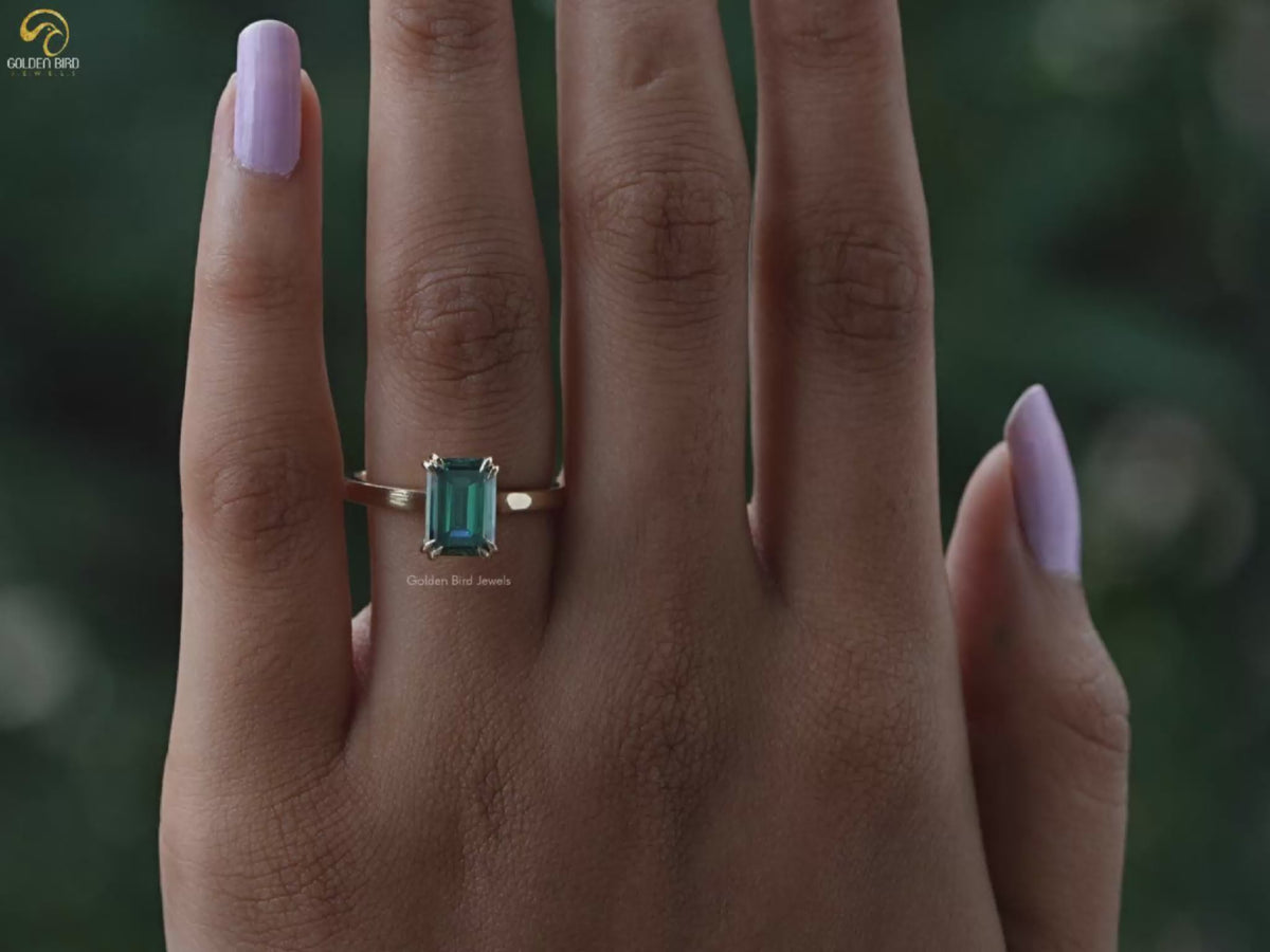 Emerald Cut Moissanite Engagement Ring