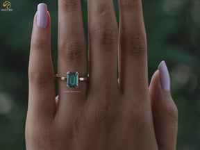 Emerald Cut Moissanite Engagement Ring