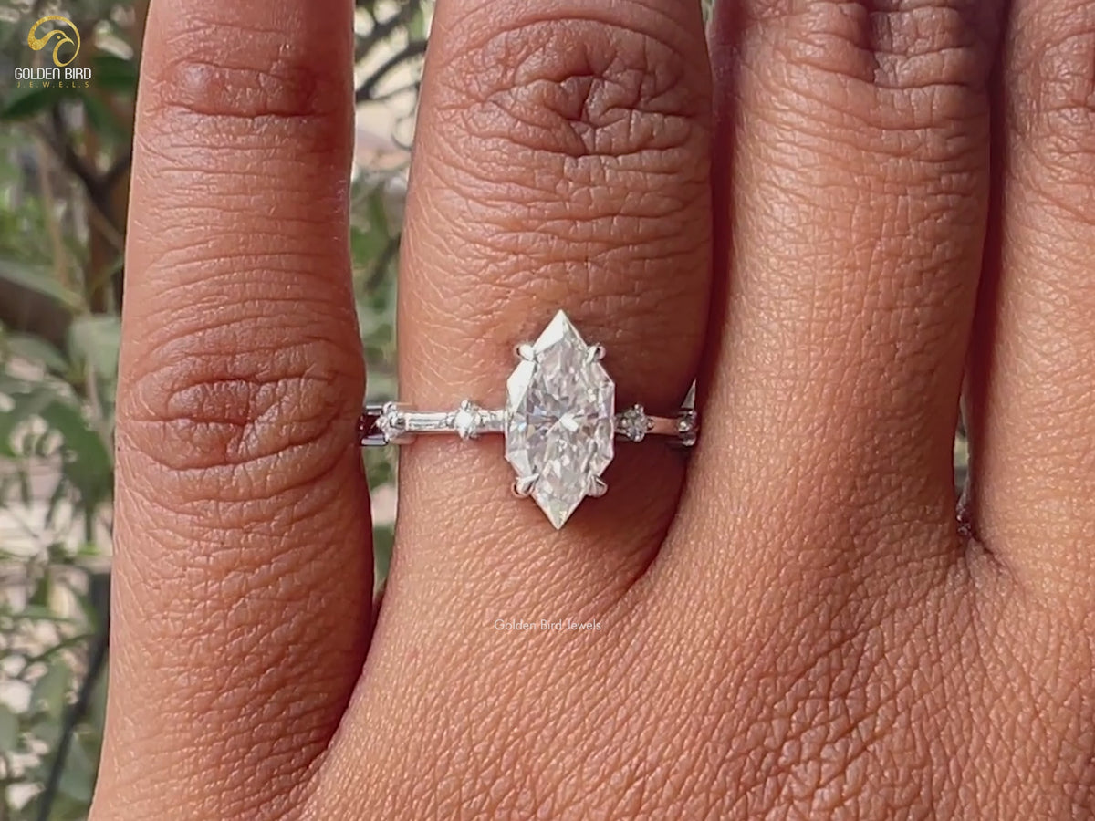 Dutch Marquise Half Eternity Engagement Ring