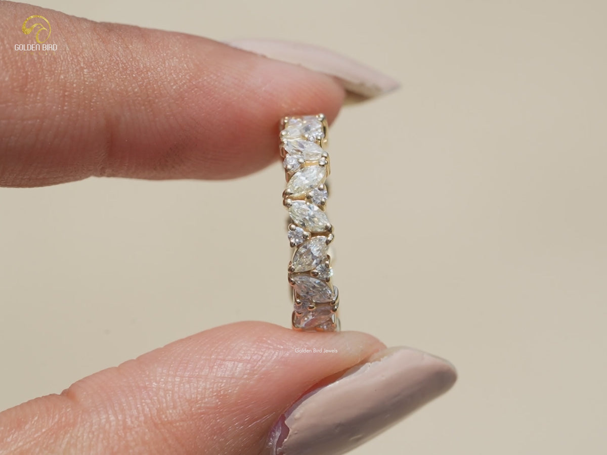 Marquise And Round Moissanite Full Eternity Band