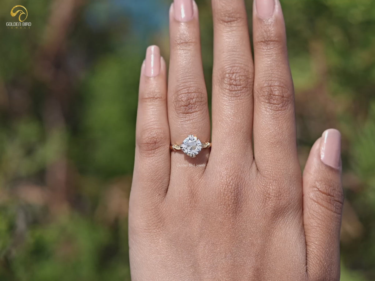 Old European Round Moissanite Accent Ring