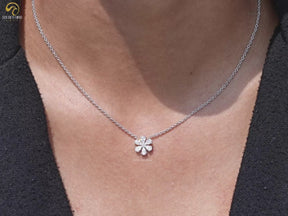Pear And Round Cut Lab Diamond Flower Pendant