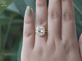 Old Mine Cushion Moissanite Bezel Set Ring