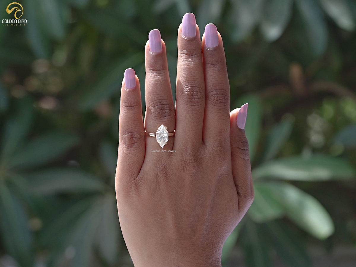 Dutch Marquise Cut Hidden Halo Moissanite Ring