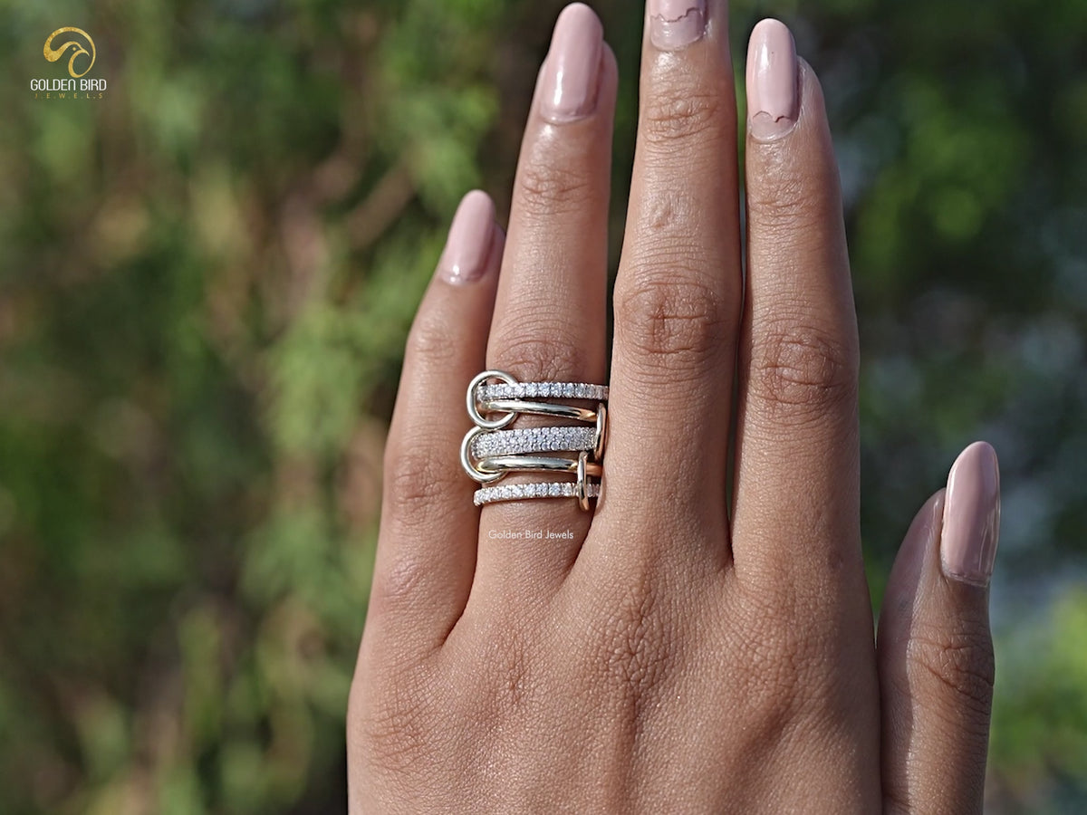 Round Moissanite Interlinked Pave Eternity Band