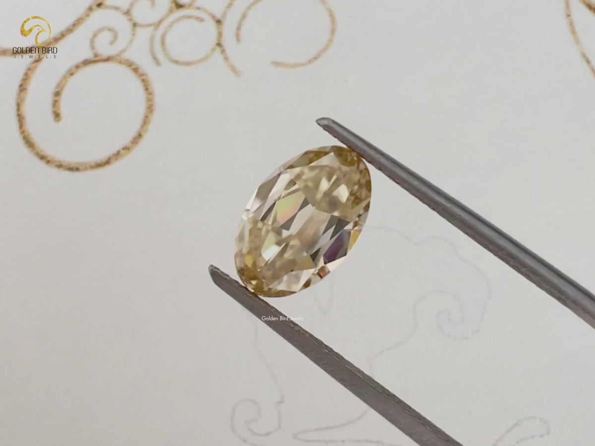 Yellow Old Mine Oval Loose Moissanite