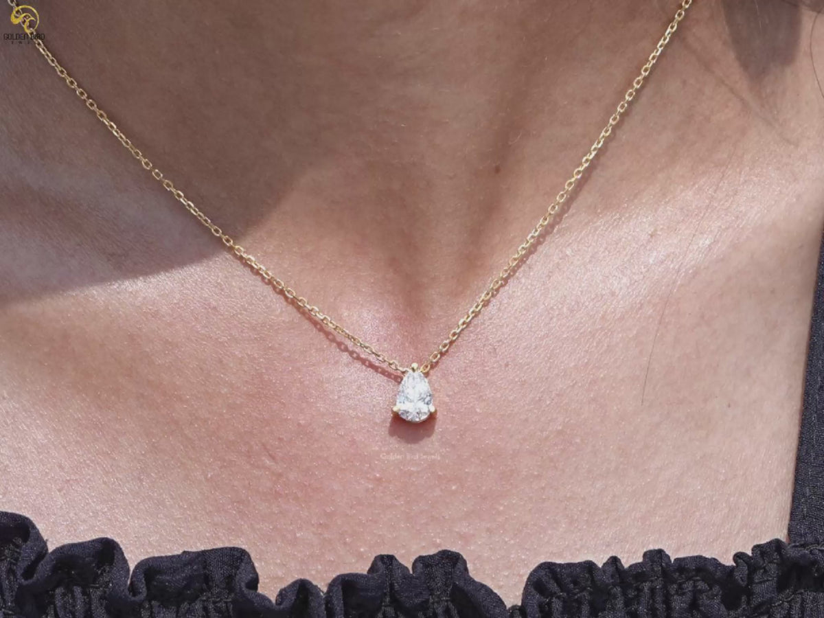 Pear Cut Lab Diamond Solitaire Pendant