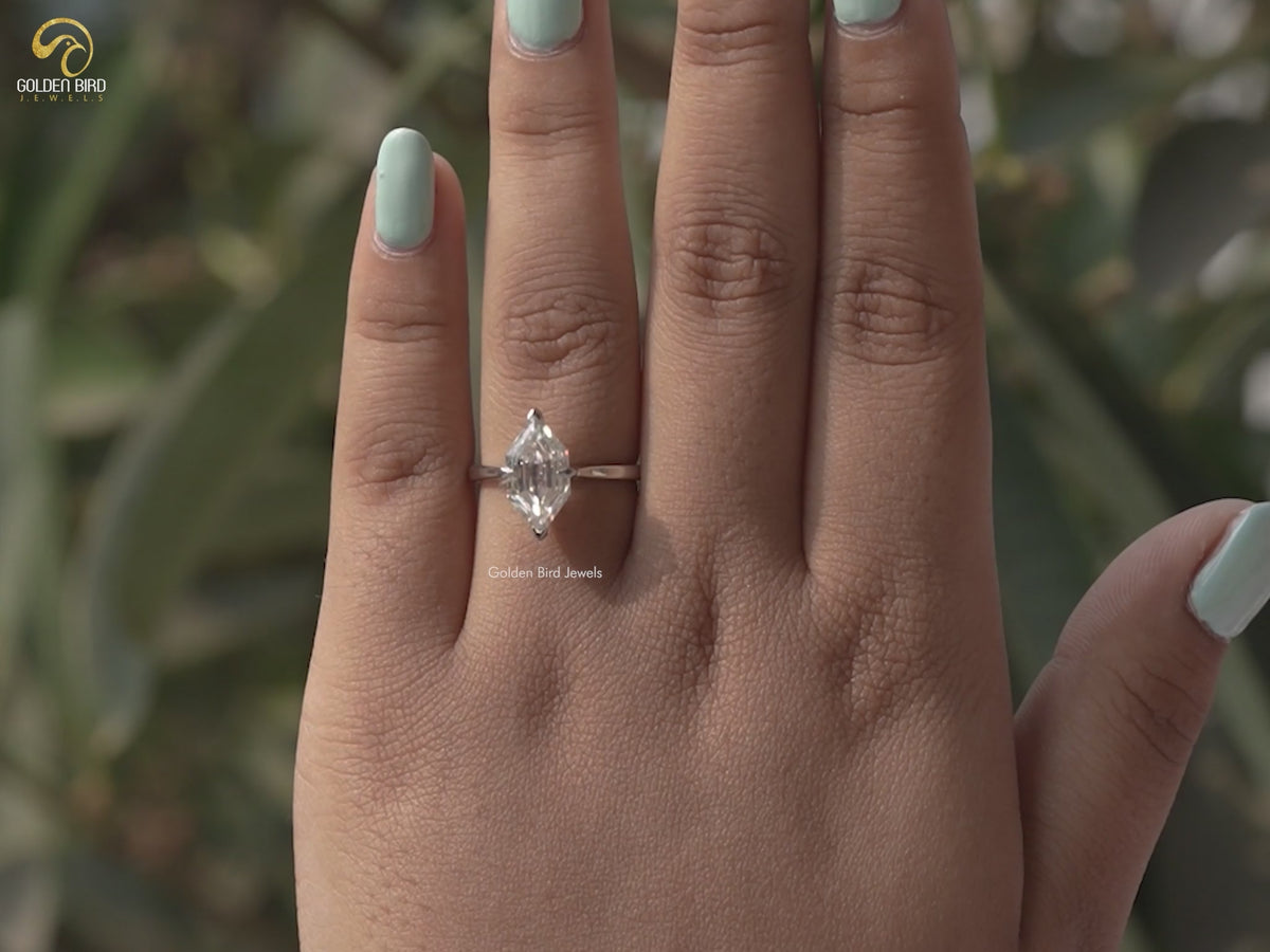 Step Cut Moissanite Dutch Marquise Ring