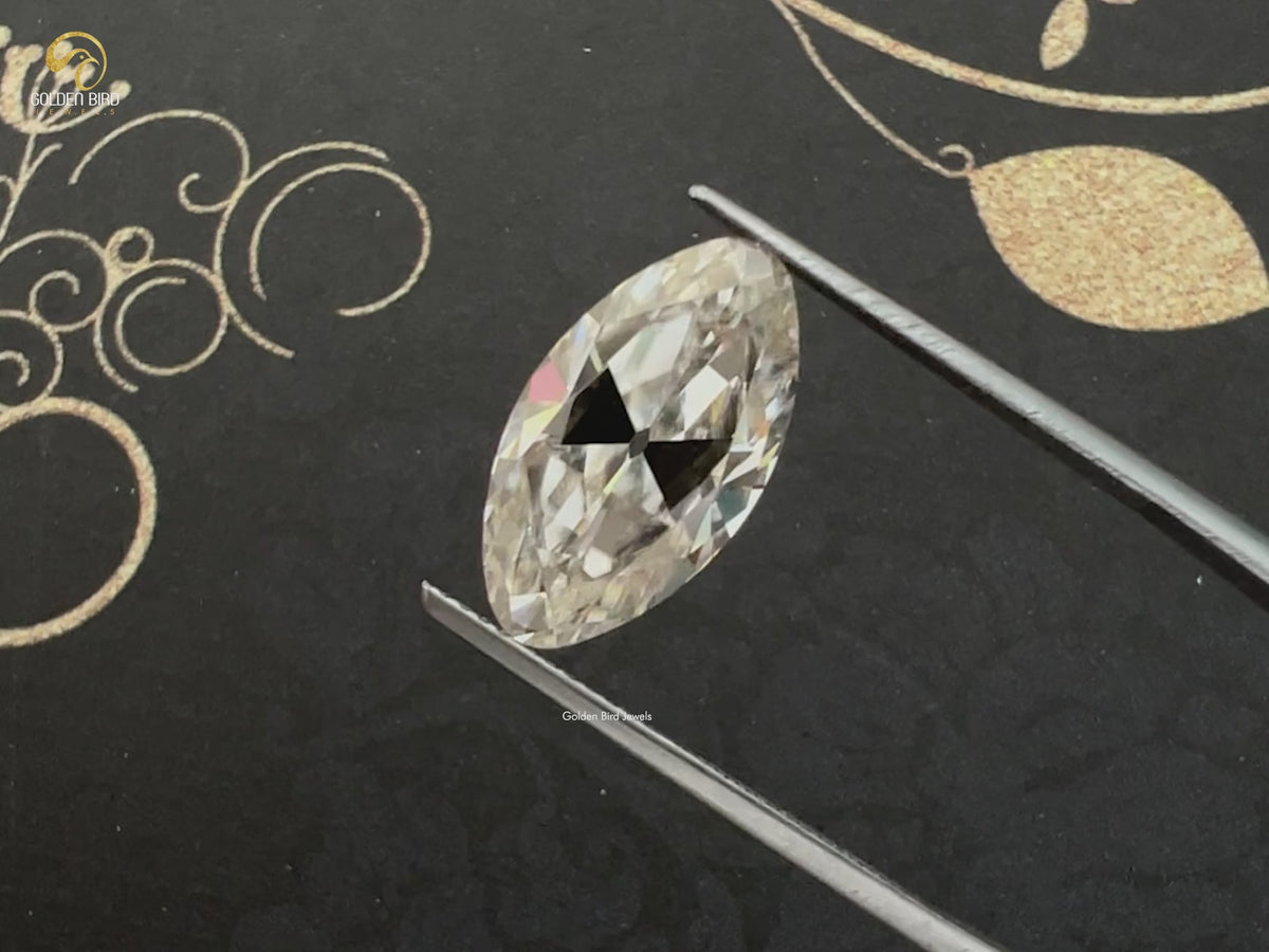 Off White Old Mine Moval Loose Moissanite Stone