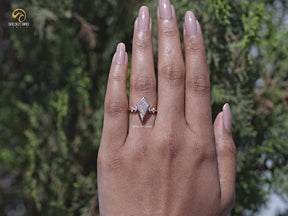Colorless Kite Cut Moissanite Bezel Set Ring
