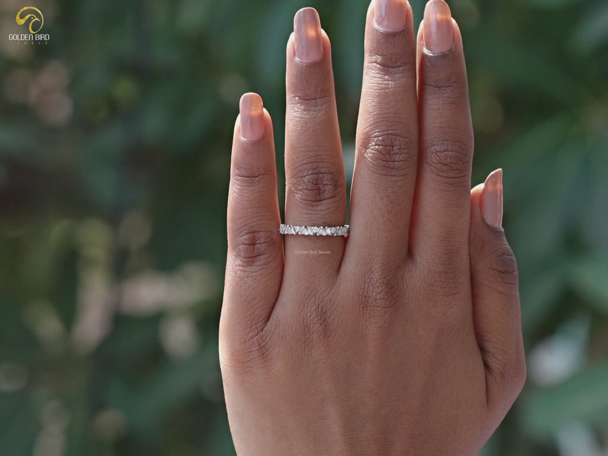 Round And Baguette Lab Diamond Half Eternity Band