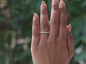 Round And Baguette Lab Diamond Half Eternity Band