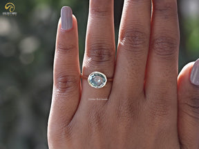 East West Step Cut Oval Moissanite Ring