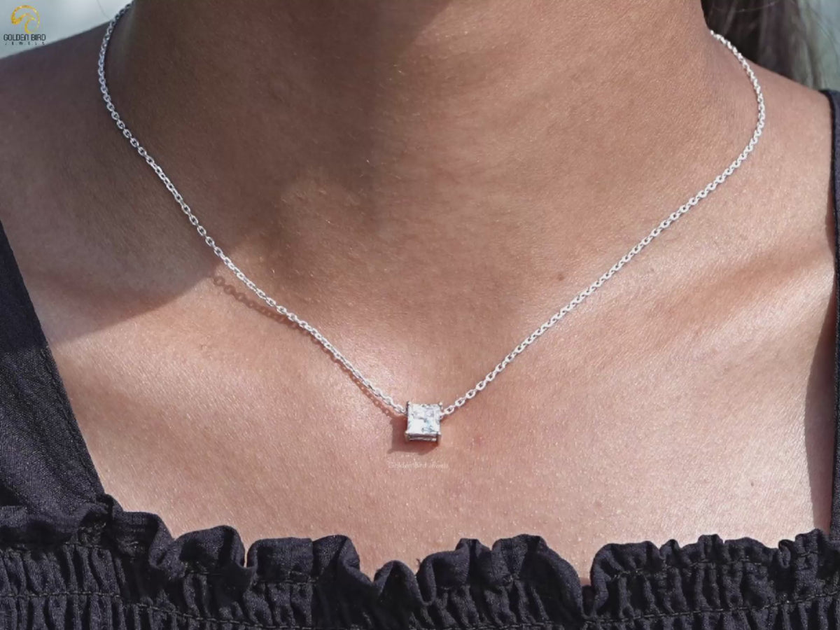 Princess Cut Lab Diamond Solitaire Pendant