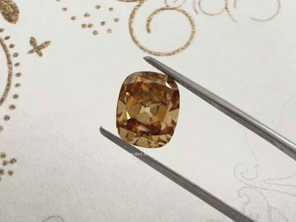 Champagne Old Mine Cushion Cut Loose Moissanite