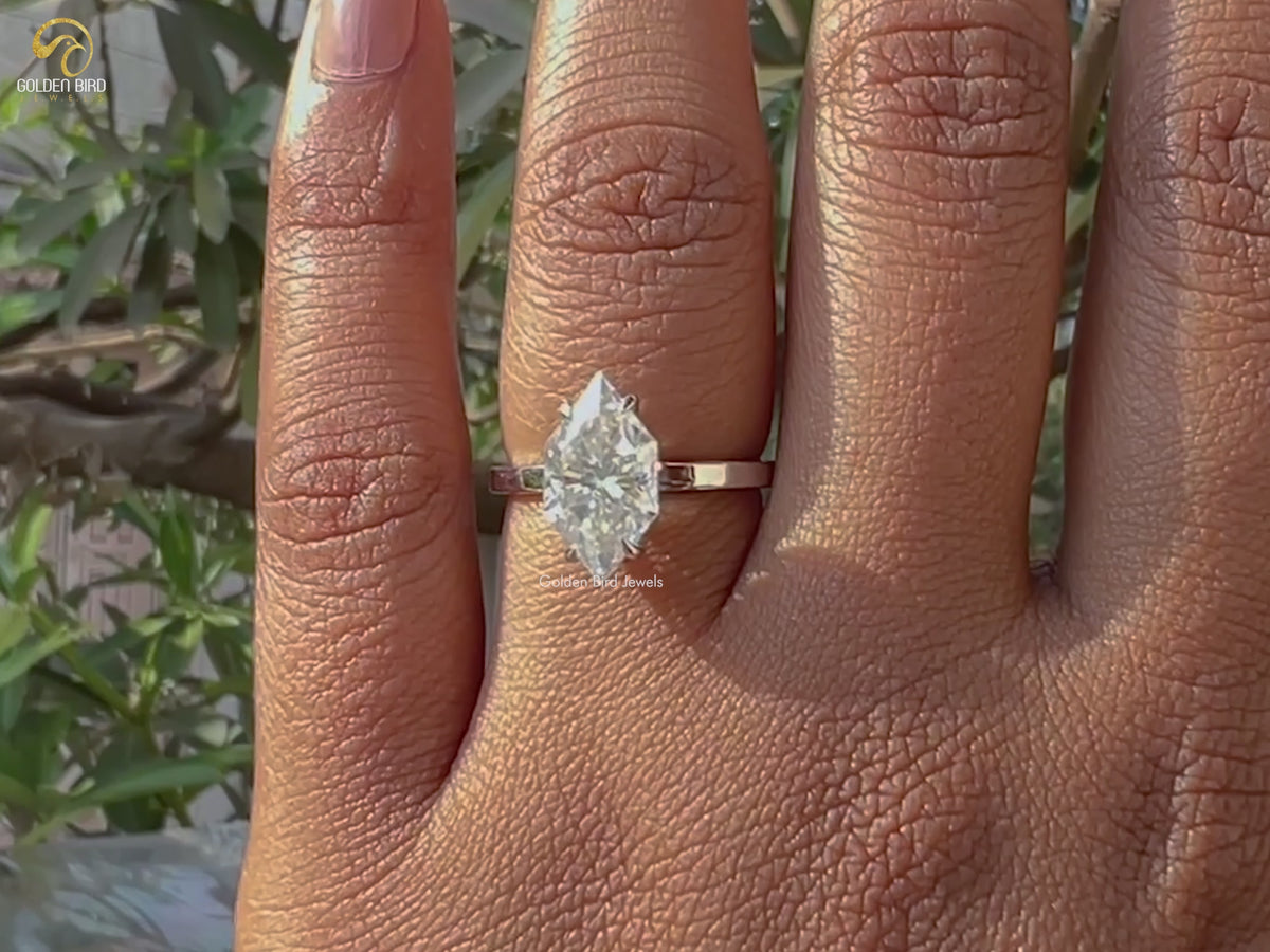 Dutch Marquise Moissanite Hidden Halo Ring