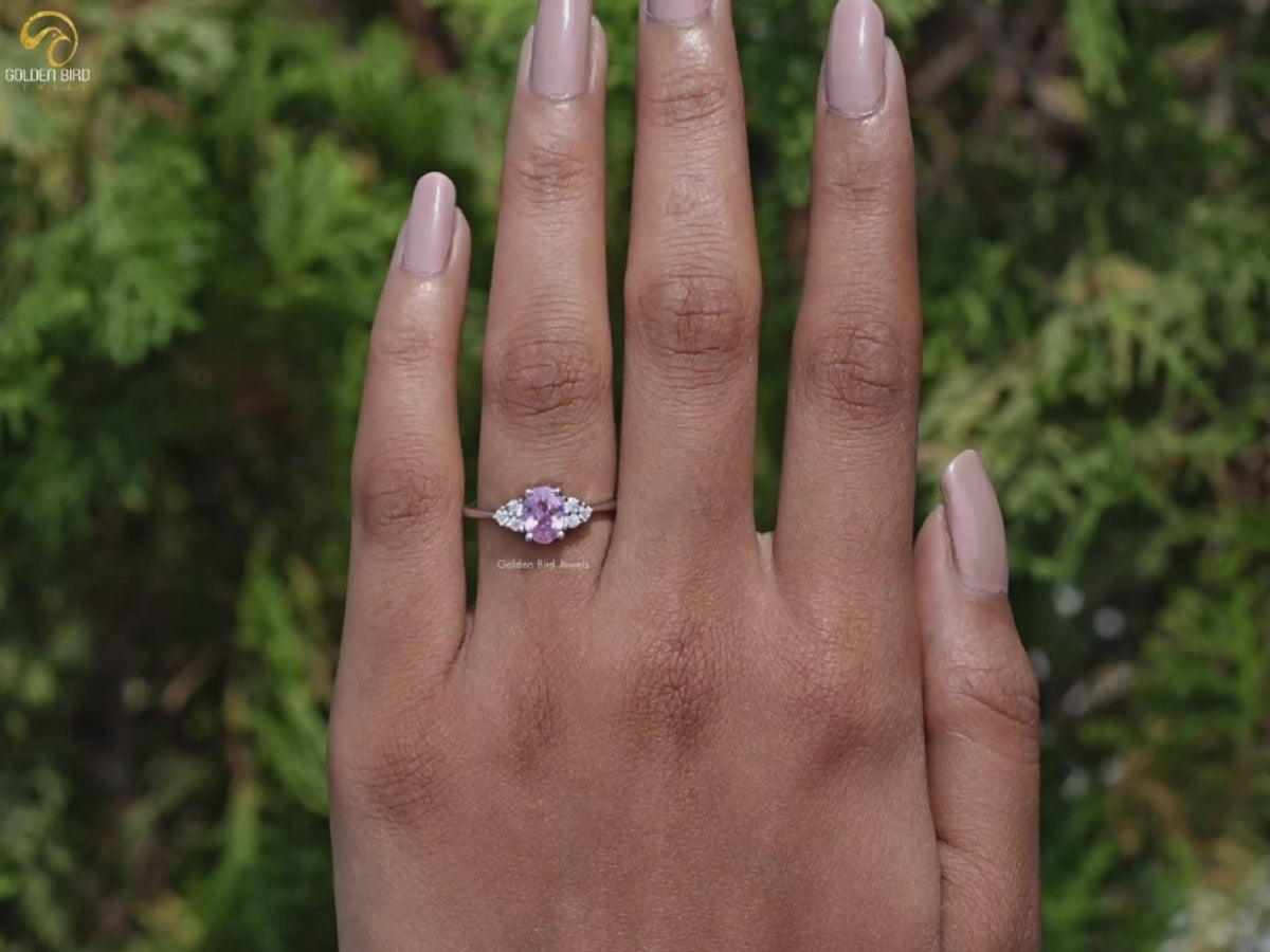 Pink Tourmaline Oval Gemstone Engagement Ring