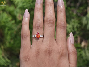 Kite Cut Gemstone Accent Engagement Ring