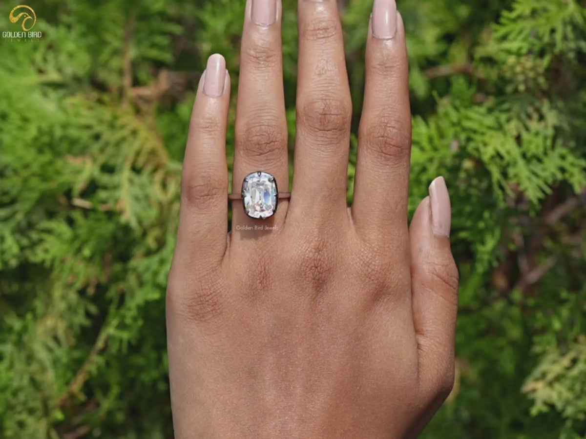 Moissanite Elongated Old Mine Cushion Cut Ring
