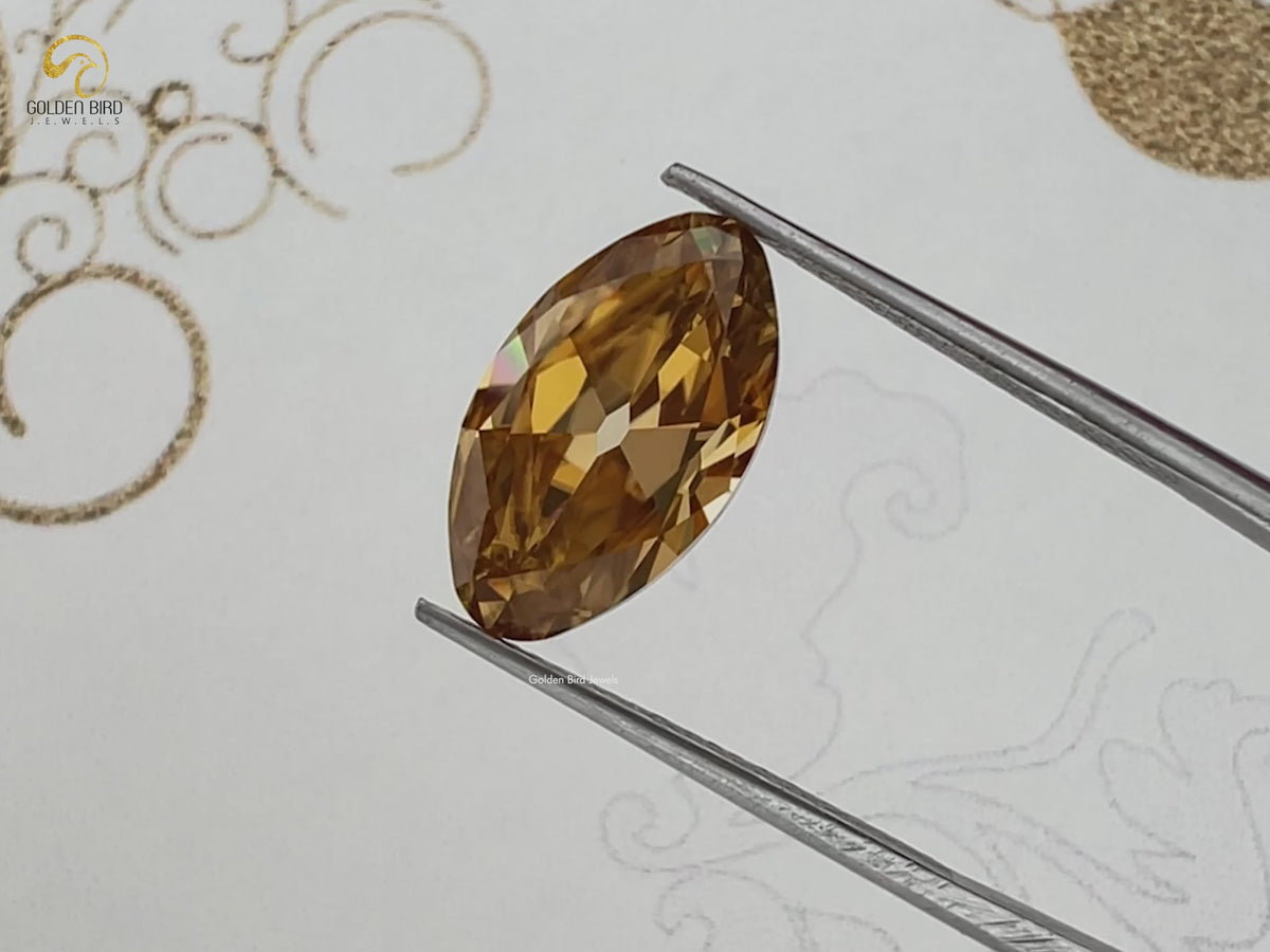 Champagne Old Mine Cut Moval Loose Moissanite